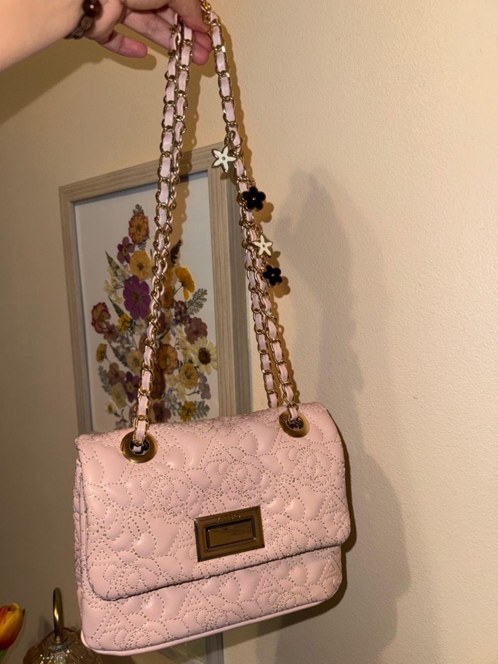 ALDO Pink Floral Charm Crossbody